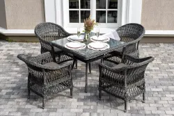 "Сицилия" обеденная группа плетеная, цвет графит