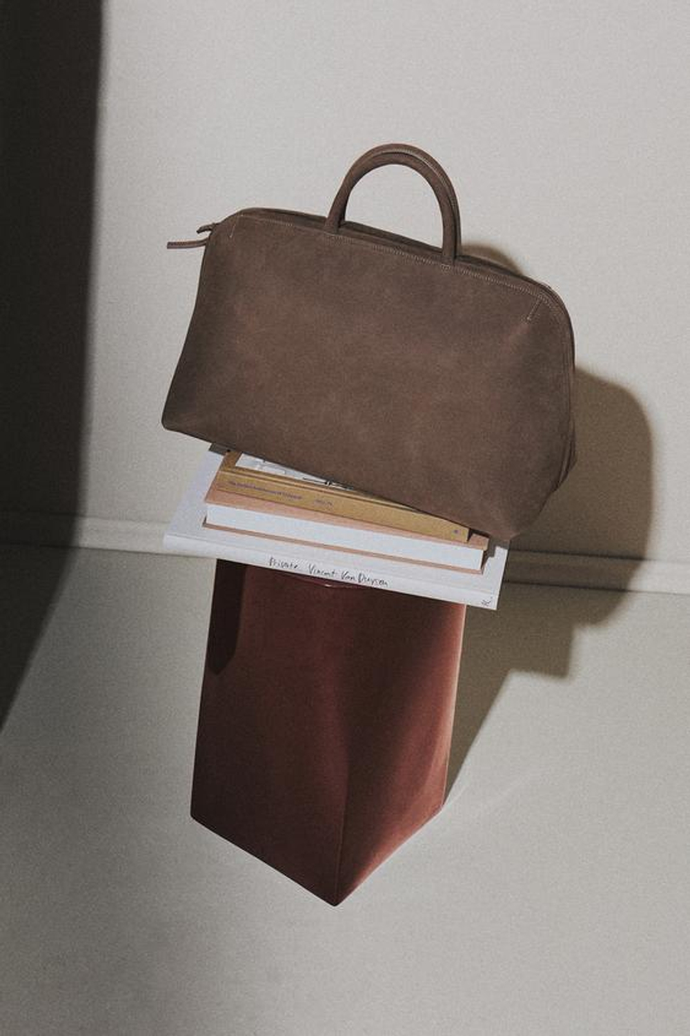 ZARA HOME СУМКА ИЗ НУБУКОВОЙ КОЖИ, КОРИЧНЕВЫЙ