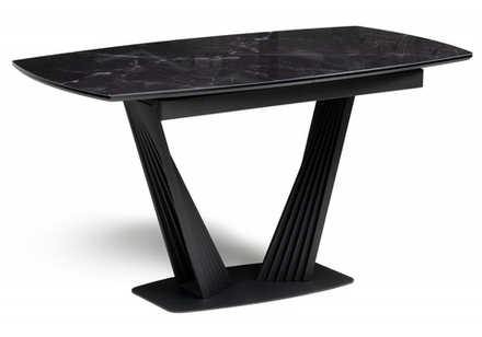 Стол стеклянный Woodville Вейл 140(180)х80 черный мрамор, черный