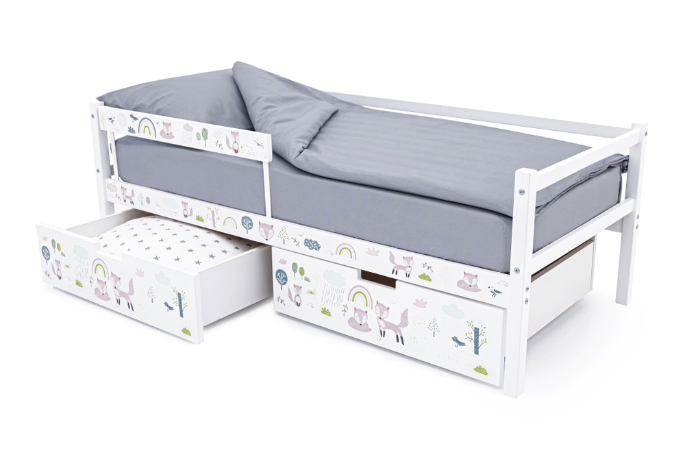 Детская кровать тахта Бельмарко Svogen белый лисята