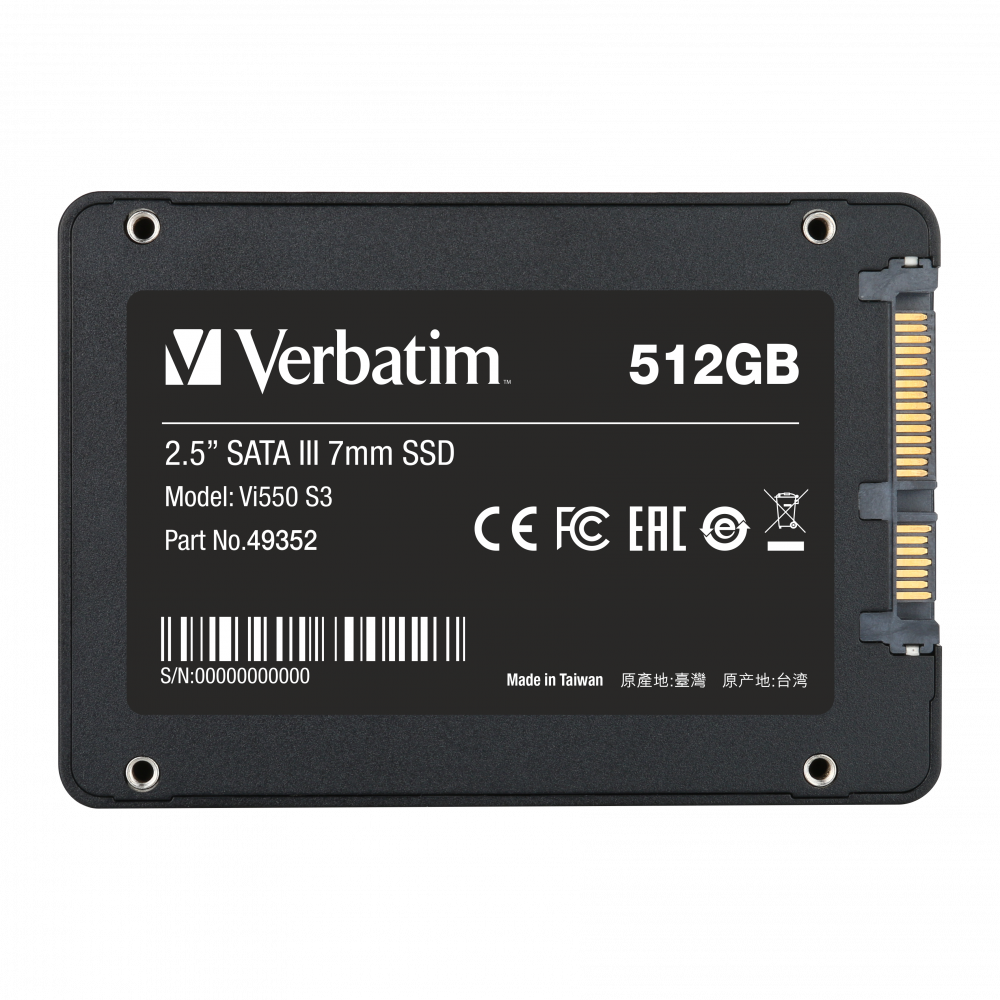 Внутренний SSD-накопитель Verbatim Vi550 S3 512 ГБ 2,5'' SATA III