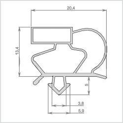 Уплотнитель распашной двери для холодильного стола Sagi KUAA-OP14 размер 380*580 мм (028)