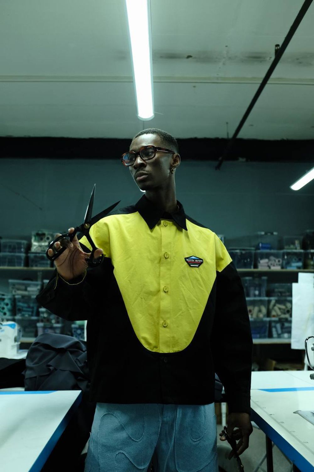 Рубашка VNVA Country черная с желтым