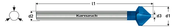 Зенковка Karnasch Ø6,3 мм с покрытием Blue-Tec, 90°, HSS-XE, DIN 335, арт. 20.1770-010