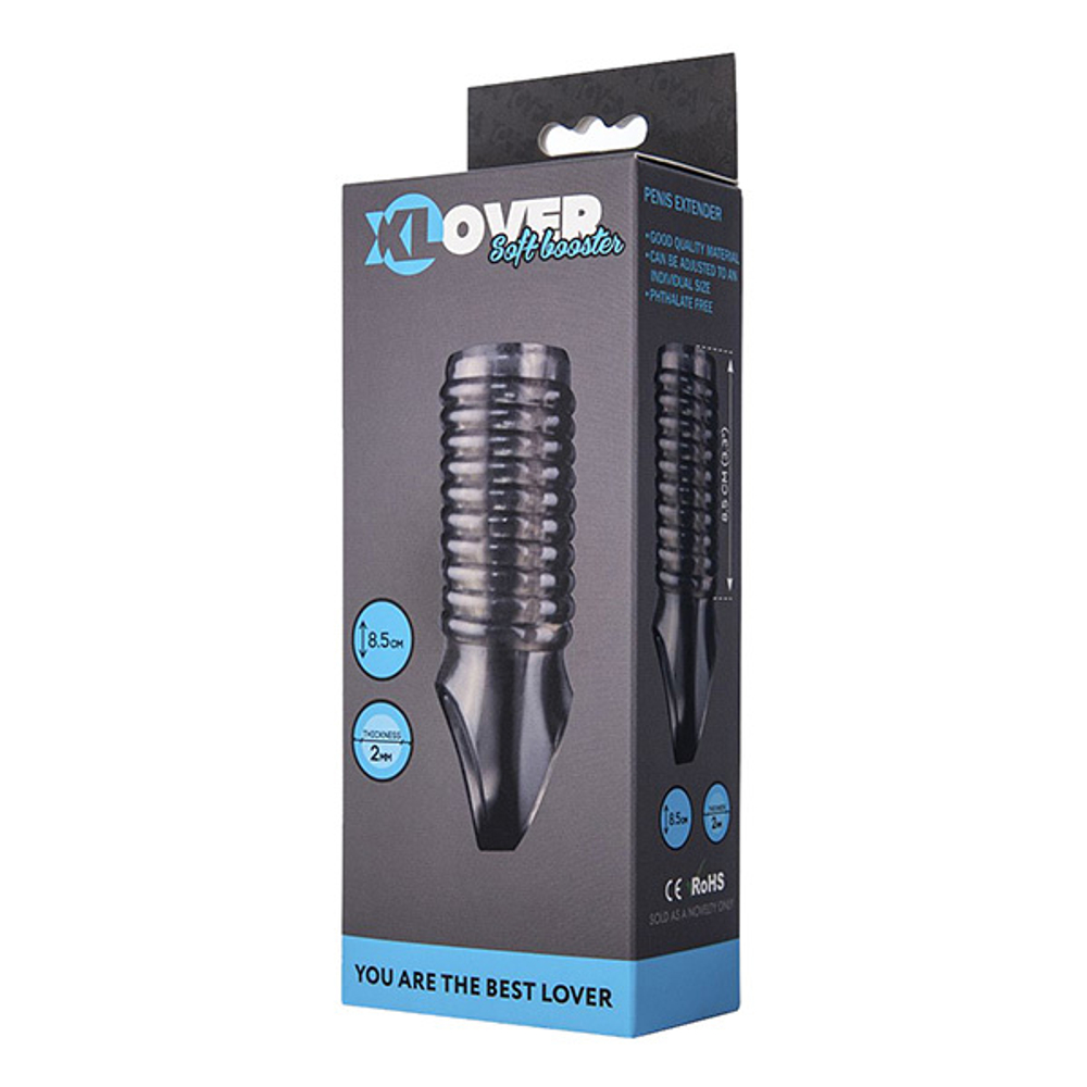 Дымчатая насадка 12,5см с рёбрышками и подхватом мошонки ToyFa XLover 748016