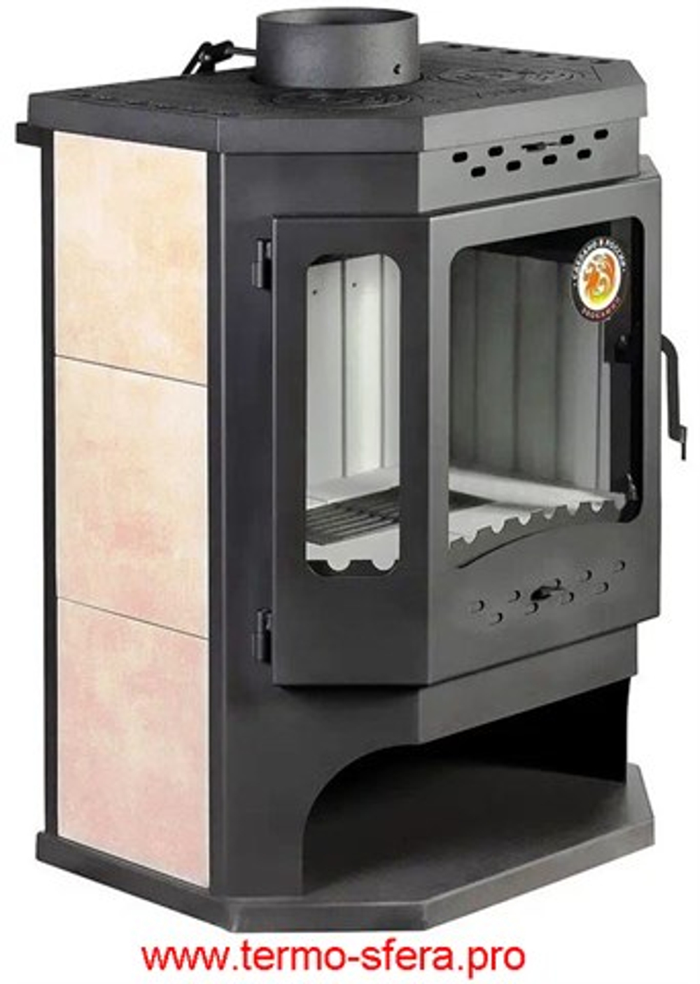 Печь-камин БАВАРИЯ ПРИЗМАТИК с плитой