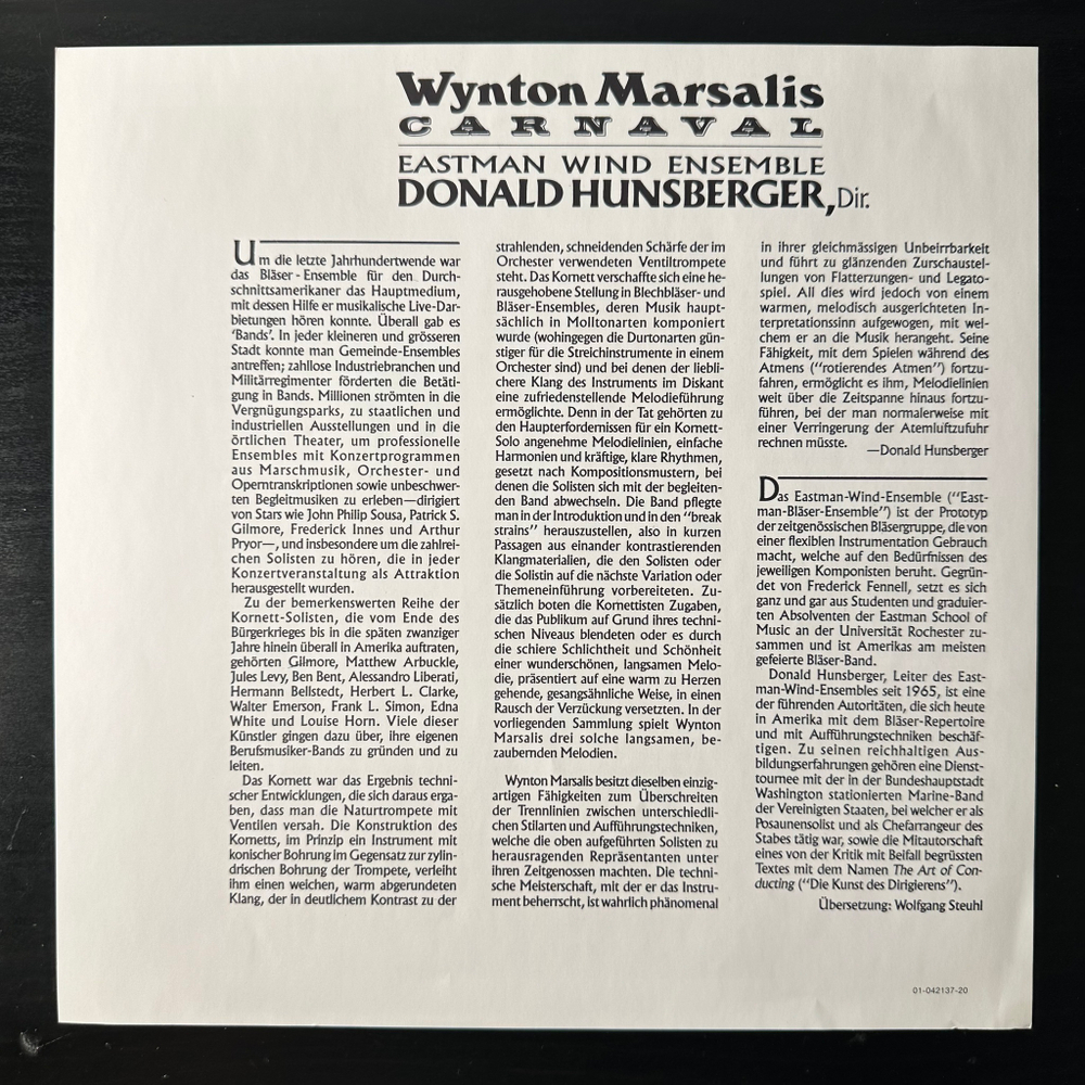 Wynton Marsalis, Eastman Wind Ensemble, Donald Hunsberger – Carnaval (Голландия 1987г.)