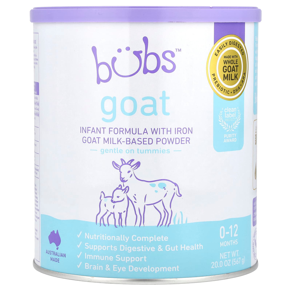 Aussie Bubs, Goat, смесь для младенцев с порошком на основе железного козьего молока, 0–12 месяцев, 567 г (20 унций)