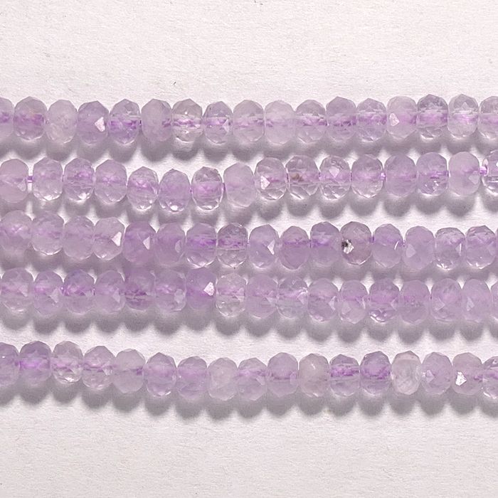 Нить Бисера из аметиста лавандового, рондель граненая 2x3мм