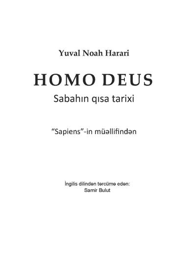 Homo Deus. Sabahın Qısa Tarixi