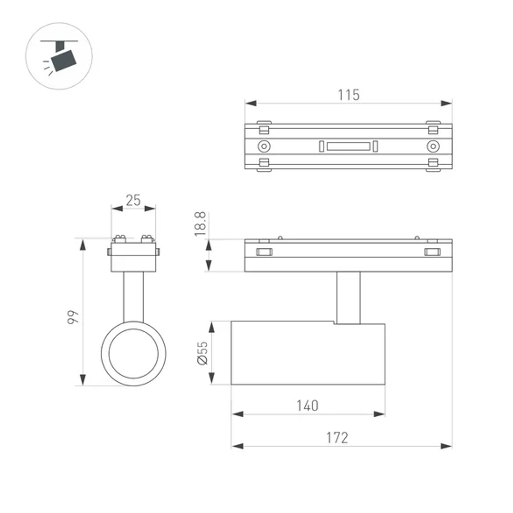 Светильник MAG-VIBE-SPOT-R55-18W Warm3000 (BK, 24 deg, 48V) (Arlight, IP20 Металл, 5 лет) 044478