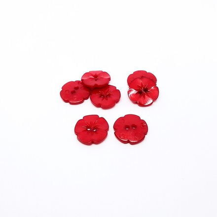 Пуговица №1177 "Цветок" ,  пластик, 15мм, цв.красный