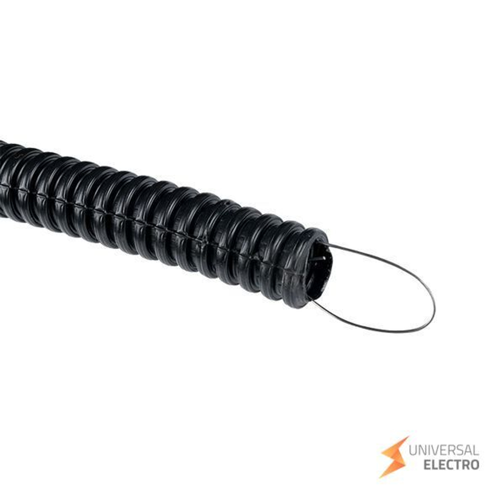 Труба гофр, ПНД тяжелая с протяжкой d16 мм (100 м) черная EKF-Plast