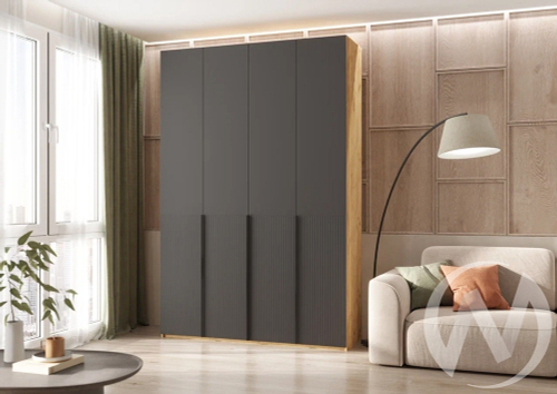 Шкаф 4-х ств.(1600) с доп.ящиками Марвэл (дуб крафт/браш графит)