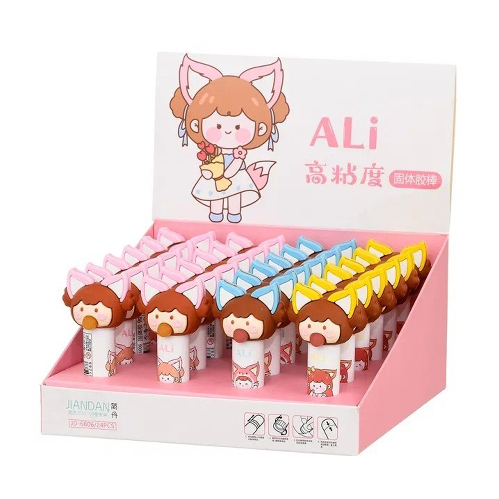 Клей-карандаш Basir белый, серия "Куколка", 9 грамм, 24 шт