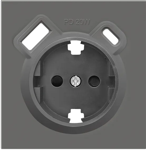 Donel R98 матовый шоколад накладка для розетки Schuko с зарядным устройством USB A+C, с защитными шт