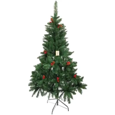 Ёлка «Лесное утро» 150 см, ПВХ с шишками и ягодами (456 веток)