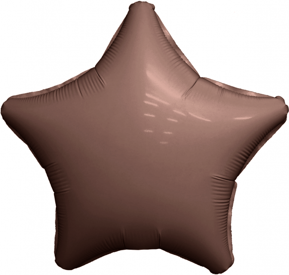 Шар-звезда 19"/48 см, фольга, сатин какао (Agura) (БГ-15)