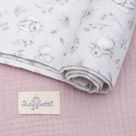 Набор муслиновых пеленок Lollycottons Кролик Лаппин, Розовый