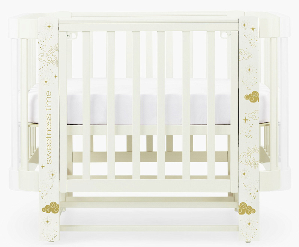 Детская кроватка-трансформер Happy baby Mommy Love в комплекте с расширением 160х70 milky