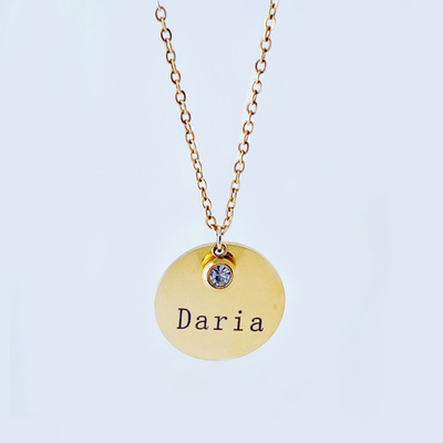 Подвеска с индивидуальной гравировкой и birth stone
