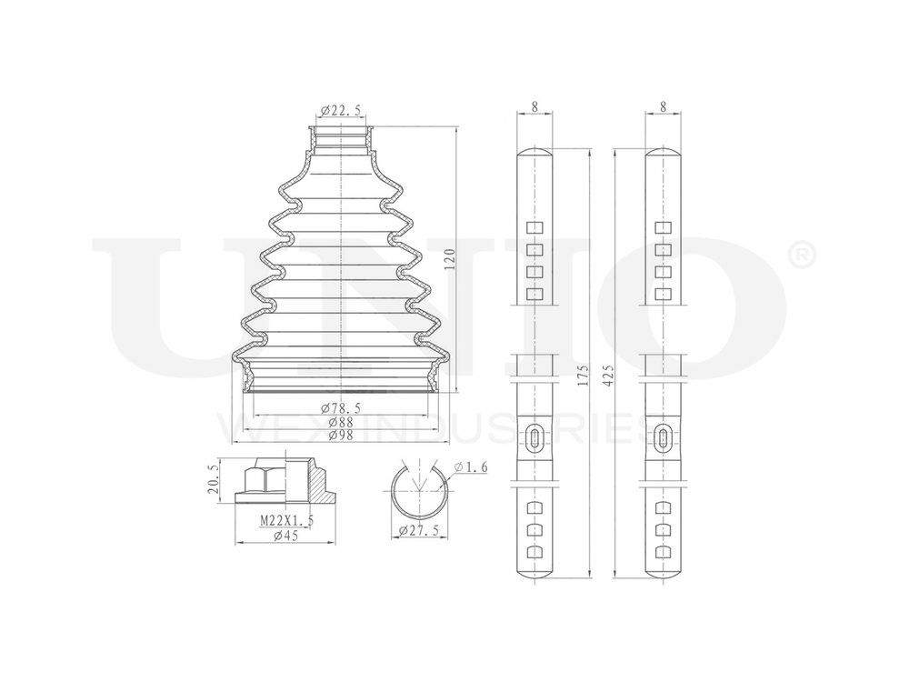 Пыльник ШРУСа (к-т) UNIO DUC-30027K
