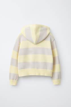 ZARA ТОЛСТОВКА СКАПЮШОНОМ, СВЕТЛО-ЖЕЛТЫЙ