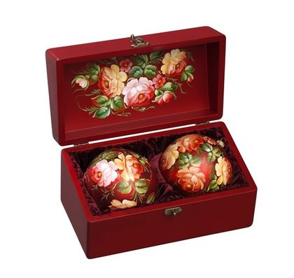 Zhostovo Christmas balls in wooden box - set of 2 balls SET04D-667785865