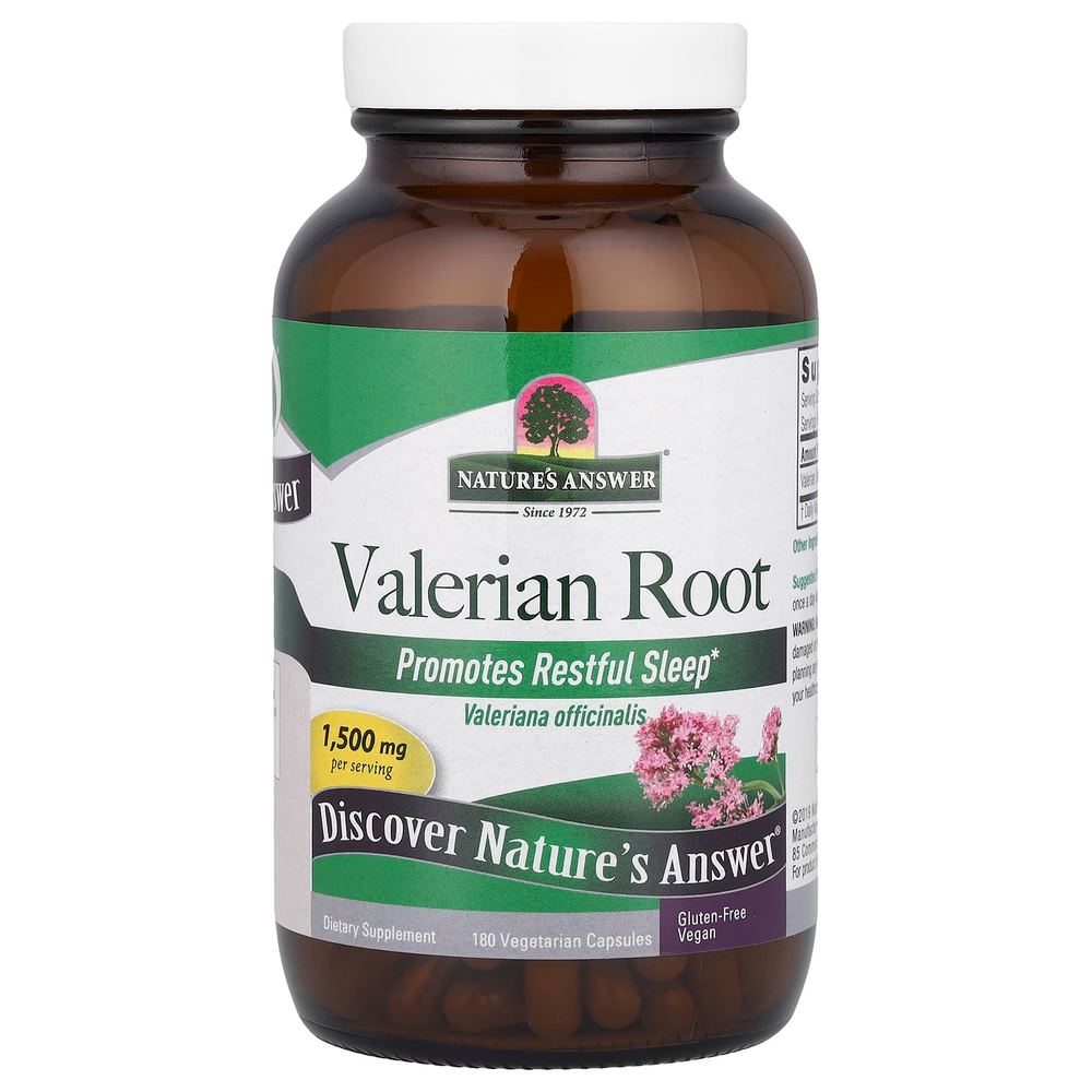 Nature's Answer, корень валерианы, 180 вегетарианских капсул (500 мг в 1 капсуле)