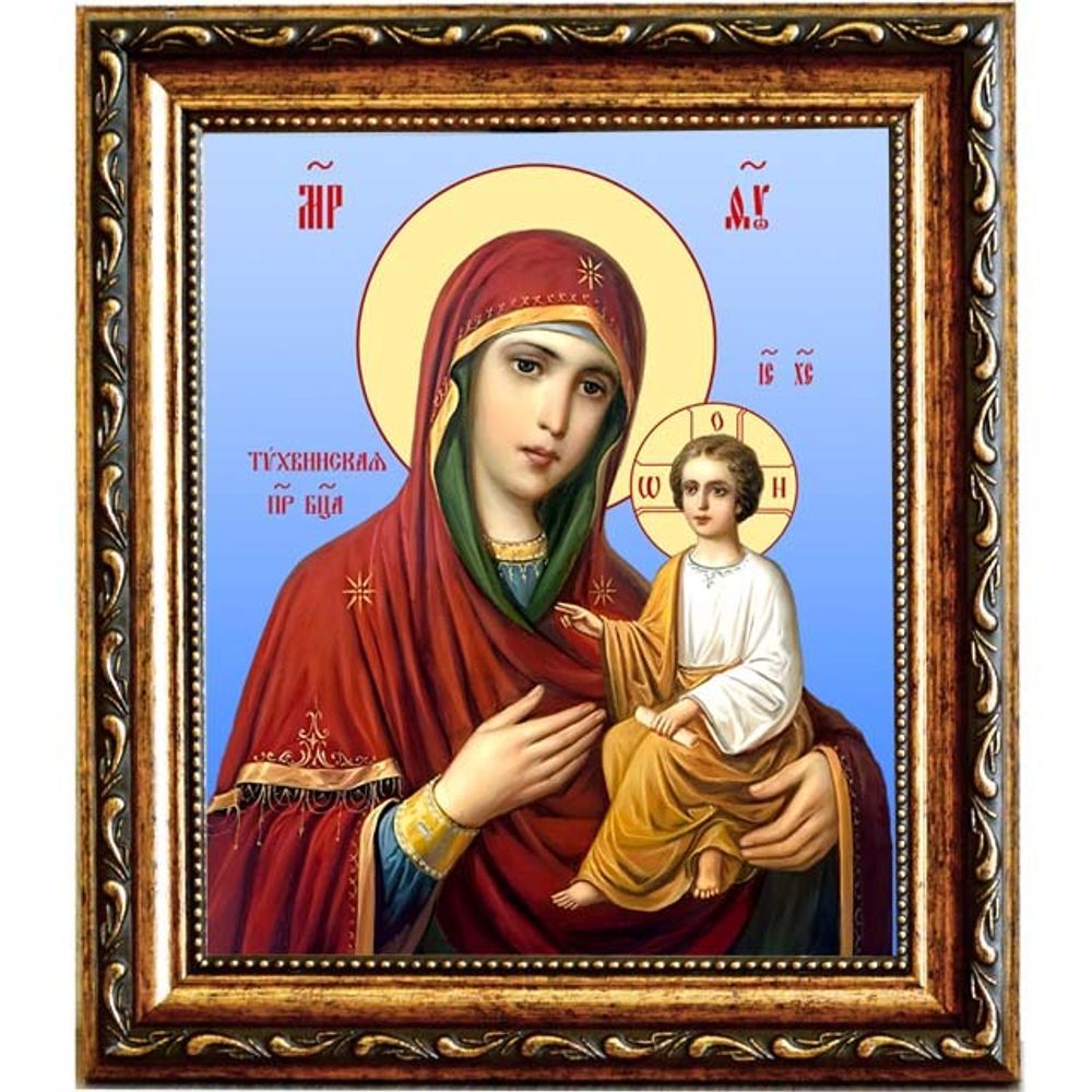Тихвинская Божья Матерь. Икона на холсте.