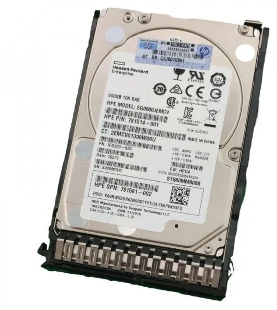 Жесткий диск HP 600Gb (U300/10000/16Mb) SAS DP 12G 2,5&quot; 781514-001