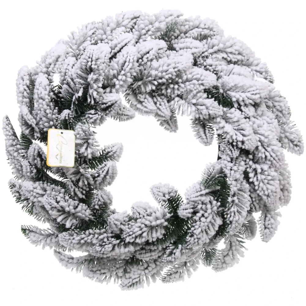 Венок хвойный «Заснеженный лес» d-40 см, литой ПВХ, белое напыление