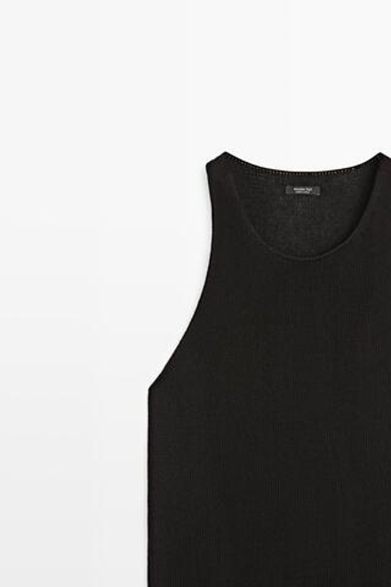 Massimo Dutti Вязаный топ без рукавов с горловиной халтер, черный