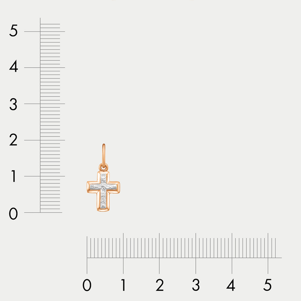 Крест женский православный из комбинированного золота 585 пробы без вставок (арт. 080444)
