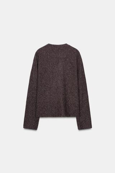 ZARA МЯГКАЯ ТОЛСТОВКА С ДЛИННЫМ РУКАВОМ, КОРИЧНЕВЫЙ МЕЛАНЖ