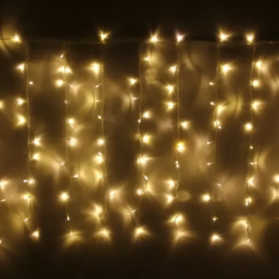 Гирлянда для дома ЗАНАВЕС «Мерцание» ш1,5* в2,5 м 360 ламп LED, прозрач.пров, авторежим, IP-20, Теплый белый (возможность соединения)