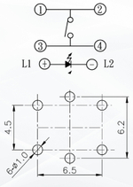 Кнопка тактильная с подсветкой PB6156RSL (синяя)