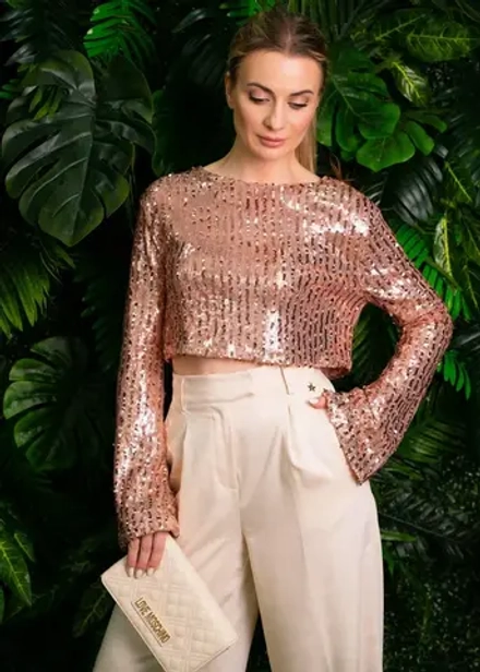 Топ с рукавами в пайетках