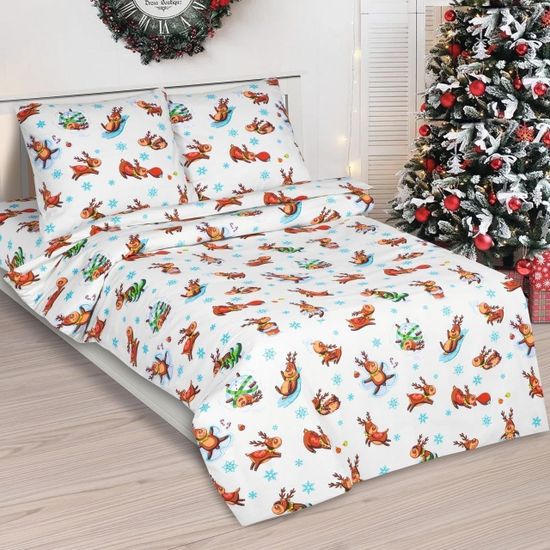 Полуторный комплект детского постельного белья Оленята поплин