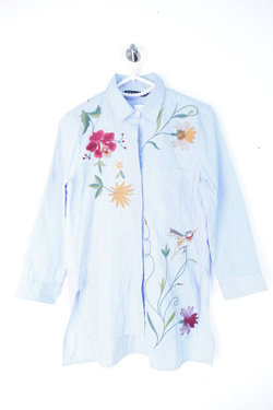 Блузка Zara с вышивкой, маркировка S, визуально 44 размер