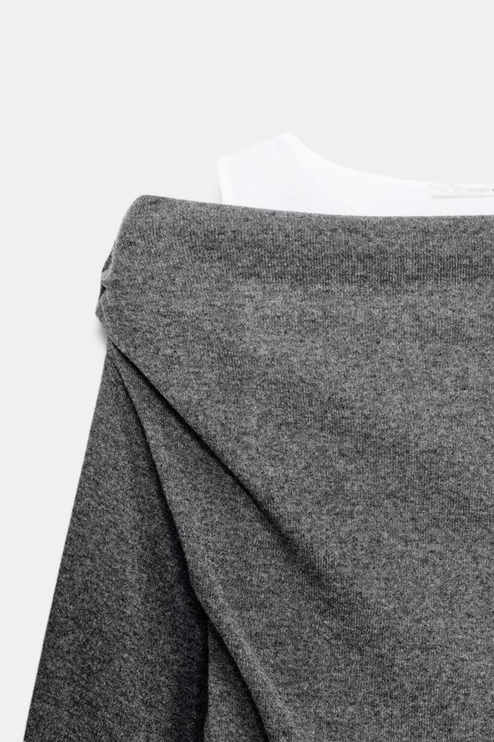 ZARA КОРОТКОЕ ПЛАТЬЕ АСИММЕТРИЧНОГО КРОЯ, СЕРЫЙ МЕЛАНЖ