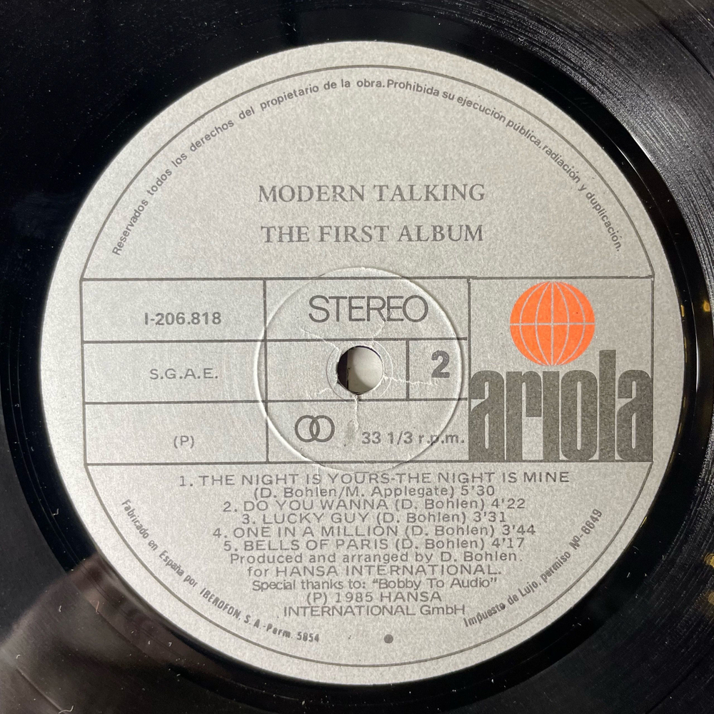 Винтажная виниловая пластинка LP Modern Talking The 1st Album (Испания 1985) You're My Heart, You're My Soul