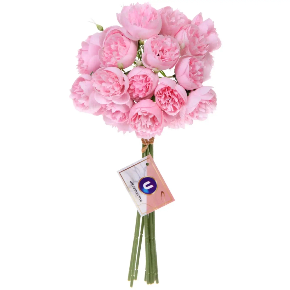 Цветы искусственные «Нежные пионы» букет 9шт 27 голов 30см розовые