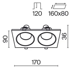 Встраиваемый светильник Зум / Zoom 2*GU10 10 Вт IP 65 Technical dl033-2-02w