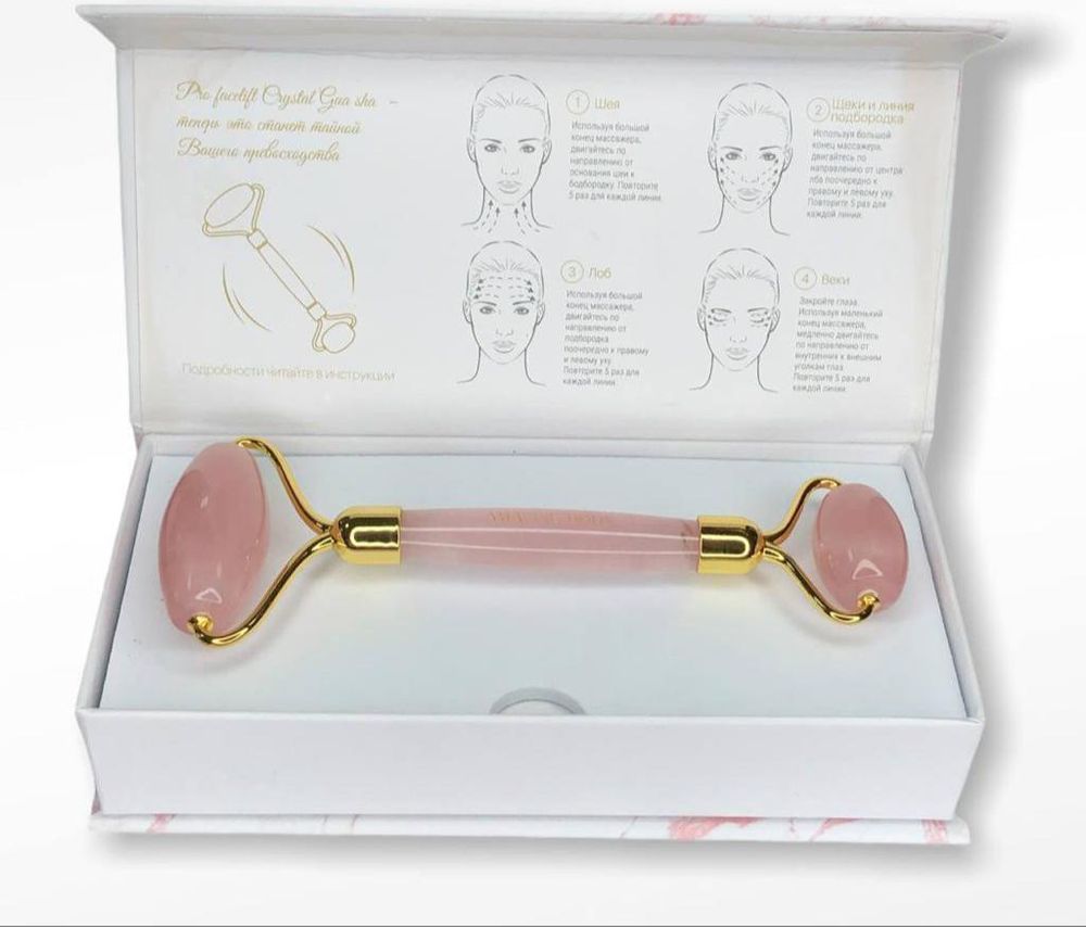 Массажер для лица (роллер) из розового кварца Массажер для лица (роллер) из розового кварца