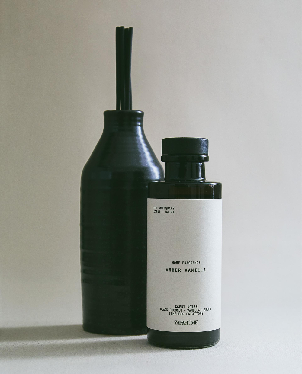 Zara Home Аромадиффузор Amber Vanilla 120 мл, тростниковые палочки микадо, аромат восточный древесный, Коричневый