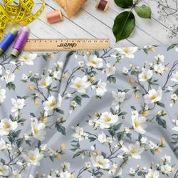 Ткань премиум сатин цветы весеннего сада