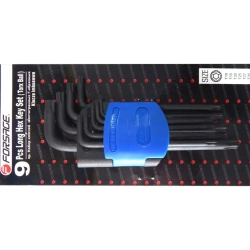 Набор ключей TORX Г-образных длинных с шаром, 9пр. (Т10, Т15, Т20, Т25, Т27, Т30, Т40, Т45, Т50),в пластиковом держателе Forsage F-5098LB
