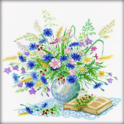"Букет синих васильков"-M096 вышивка