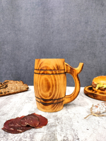 Деревянная пивная кружка из цельного куска древесины. Неклееная. C81